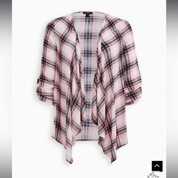torrid Tops - Pink and Black Plaid Shrug